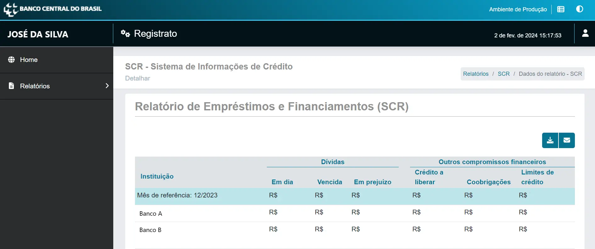 Relatório de Empréstimos e Financiamentos do Registrato